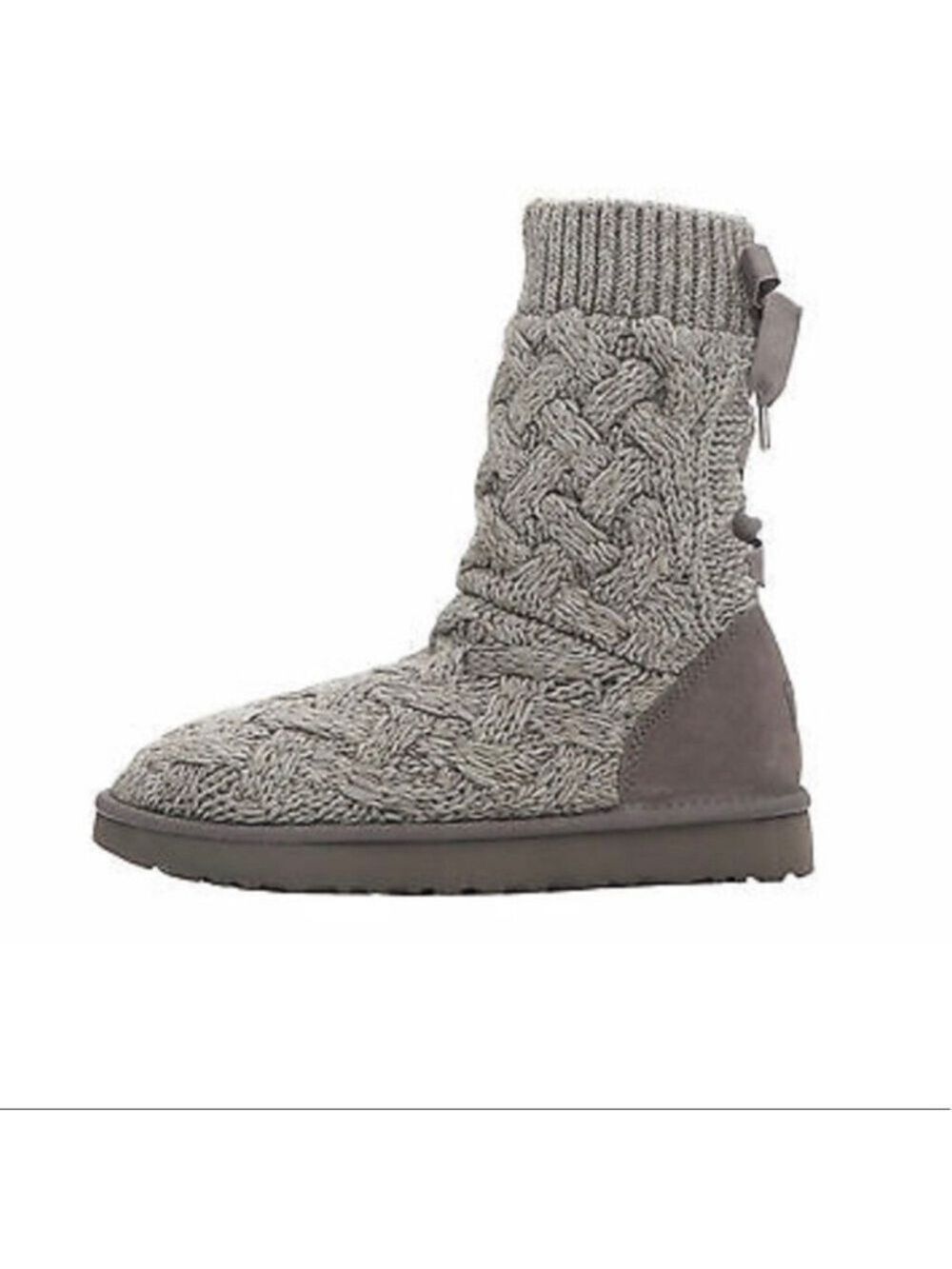 UGG Isla Gray Cable Knit Boots - Picture 2 of 7